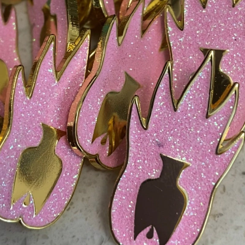 Glitter Pink Logo Pin