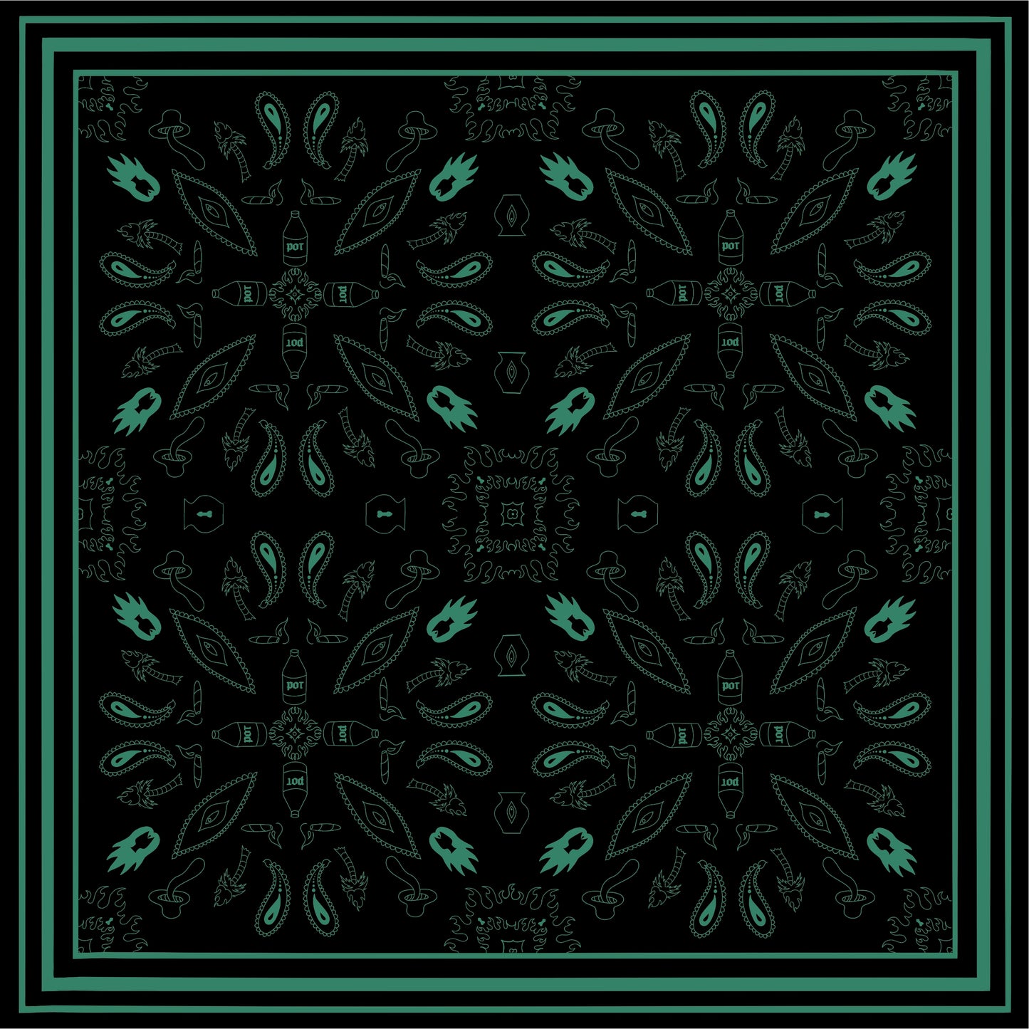 Bandana / Throwing Rag Green and Black