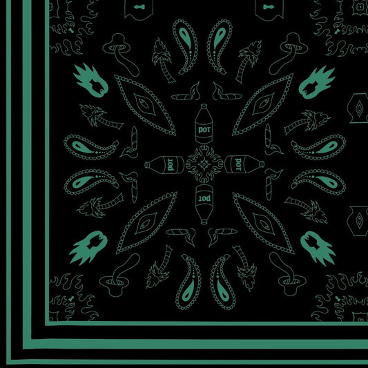 Bandana / Throwing Rag Green and Black