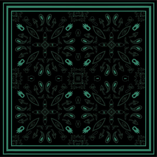 Bandana / Throwing Rag Green and Black